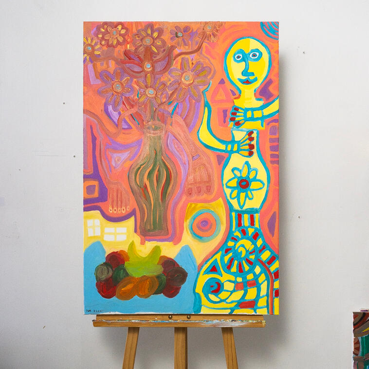 "Figure, Flowers & a Bowl of Flute"